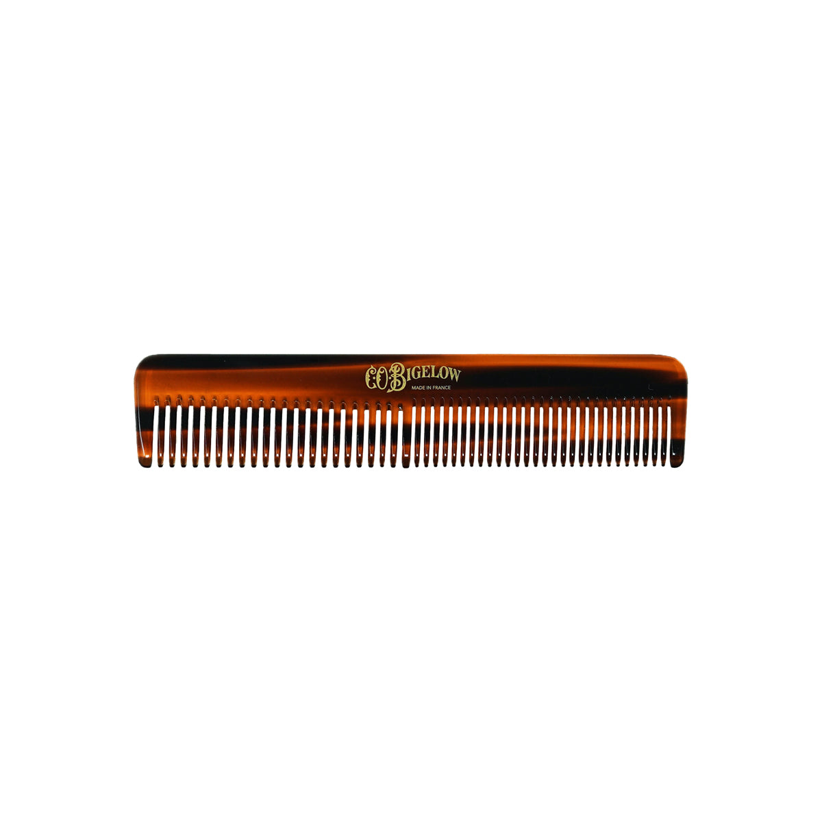 Brown comb with black handle on a white background