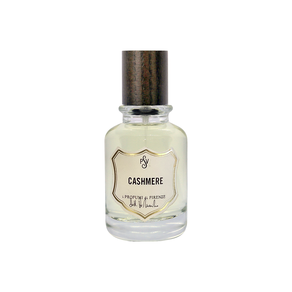 Bottle of Cashmere by i Profumi di Firenze with a dark cap and gold label, set against a plain white background.