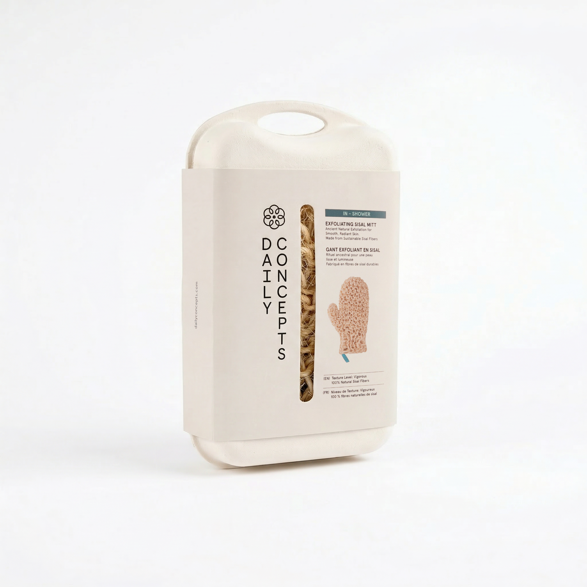 Product packaging with a glove and text on a white background