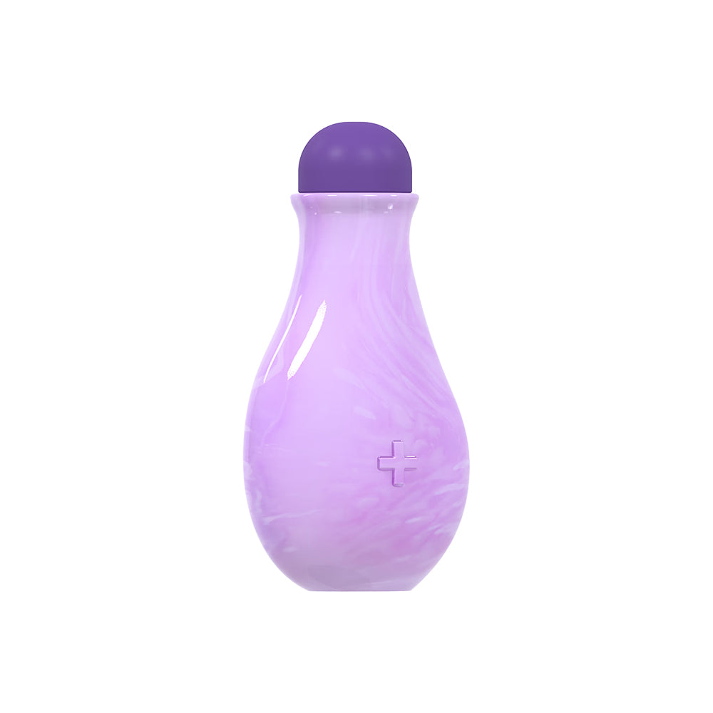 Purple bottle with a cap on a white background