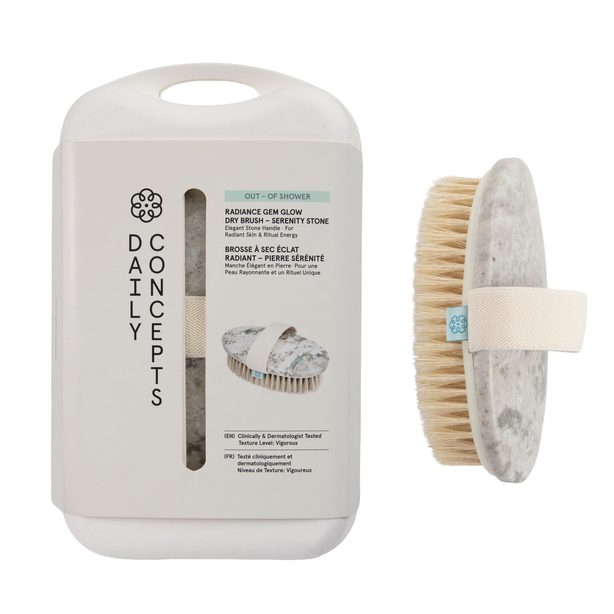 Daily Concepts dry brush with packaging on a white background