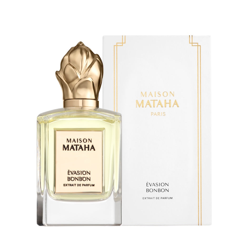 Maison Mataha perfume bottle next to its packaging on a white background