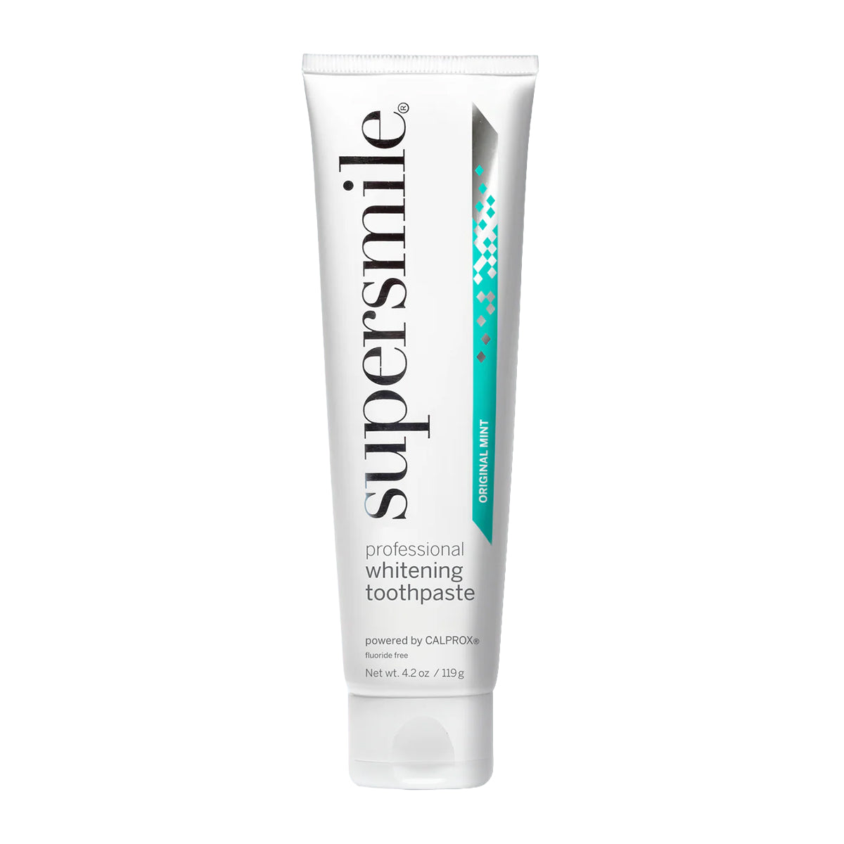 Supersmile professional whitening toothpaste tube on a white background