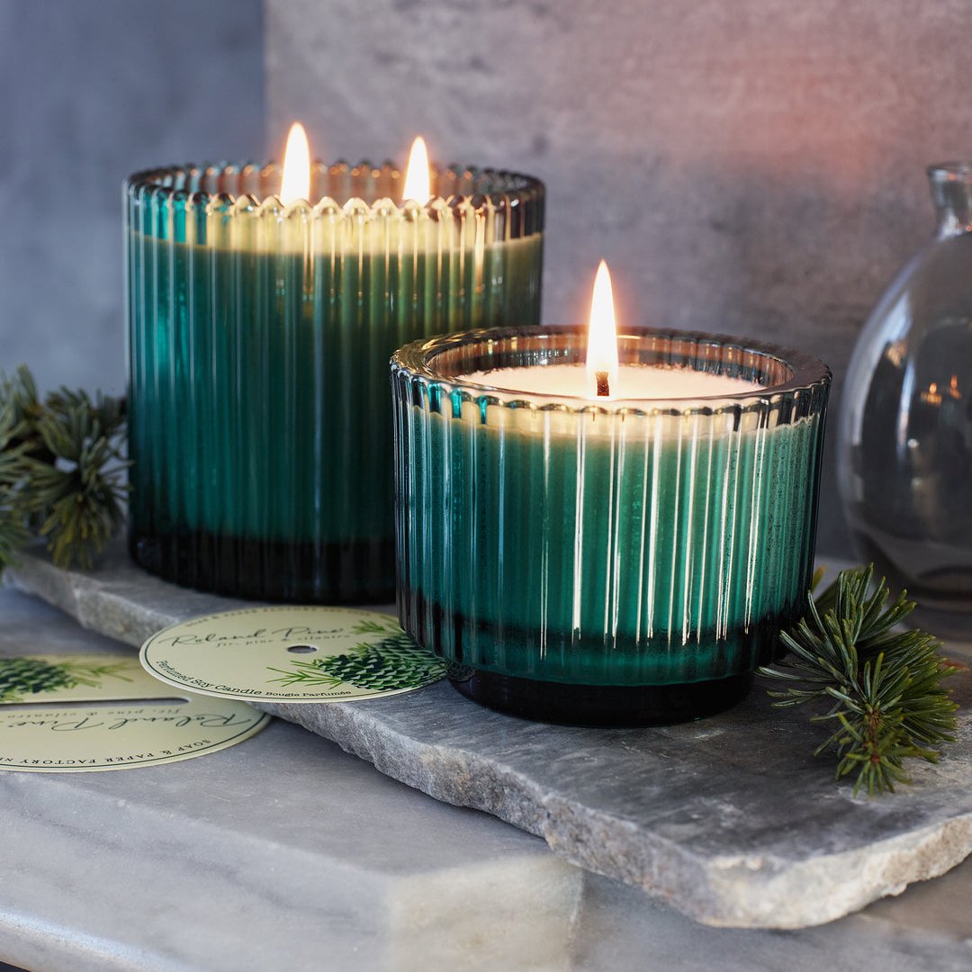 Roland Pine Ribbed Glass Candle