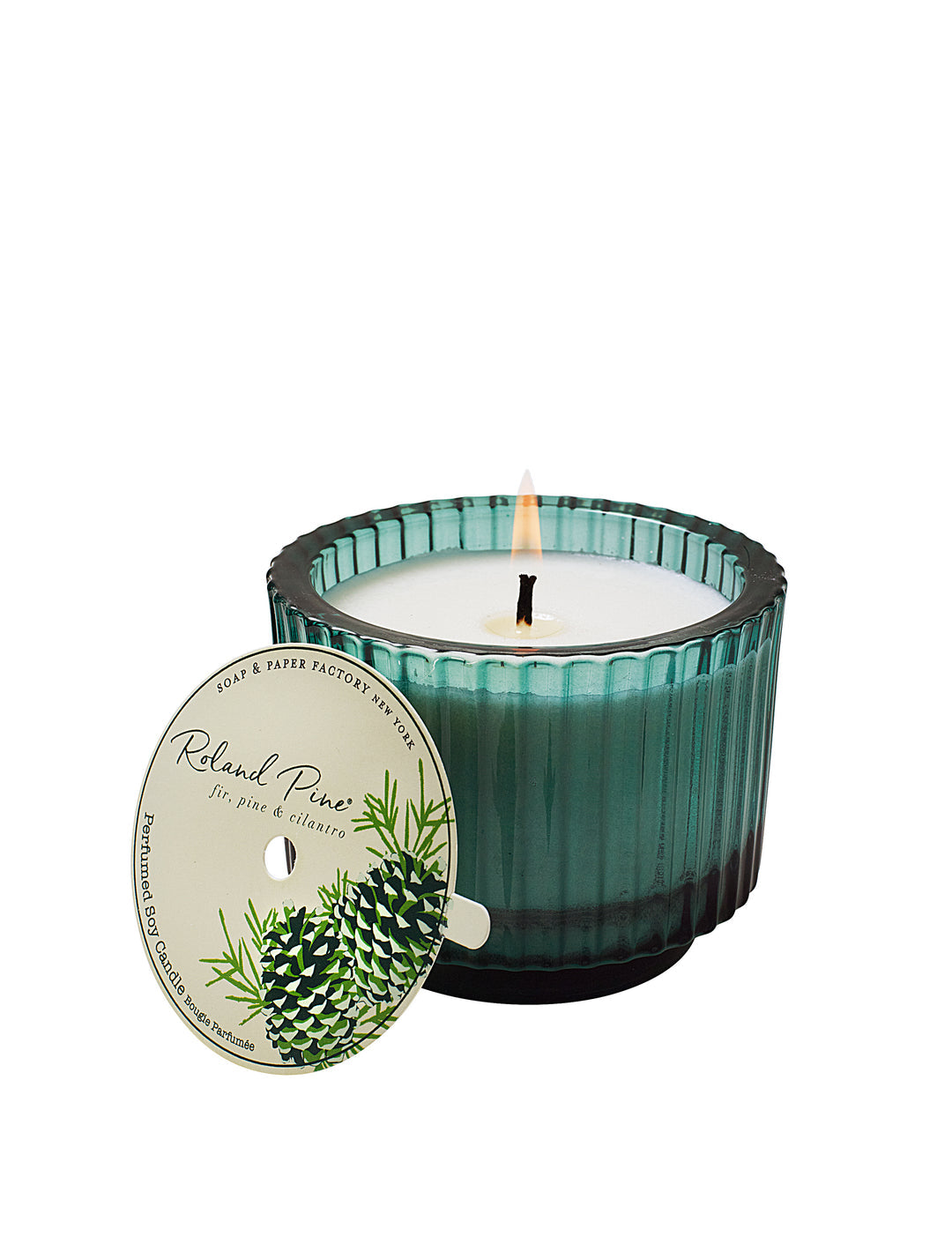 Roland Pine Ribbed Glass Candle