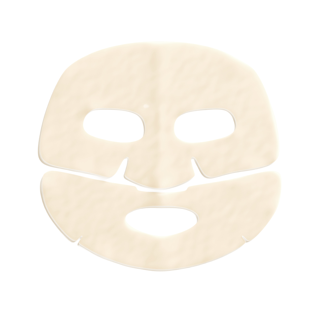 A single sheet of Radford Fix -the face mask with eye, nose, and mouth cutouts, shown flat against a solid white background.