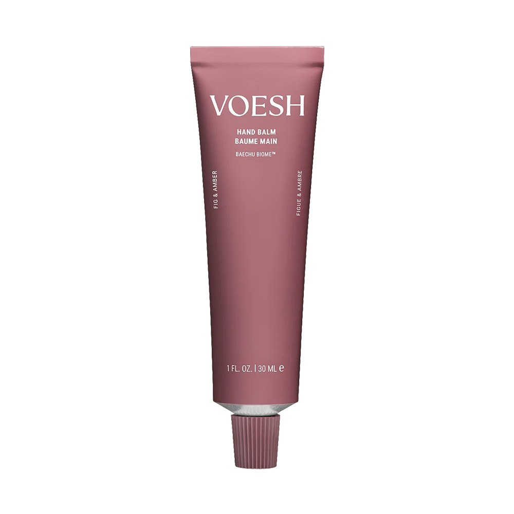 A single tube of VOESH Hand Balm in a dusty rose color, shown vertically against a plain white background.