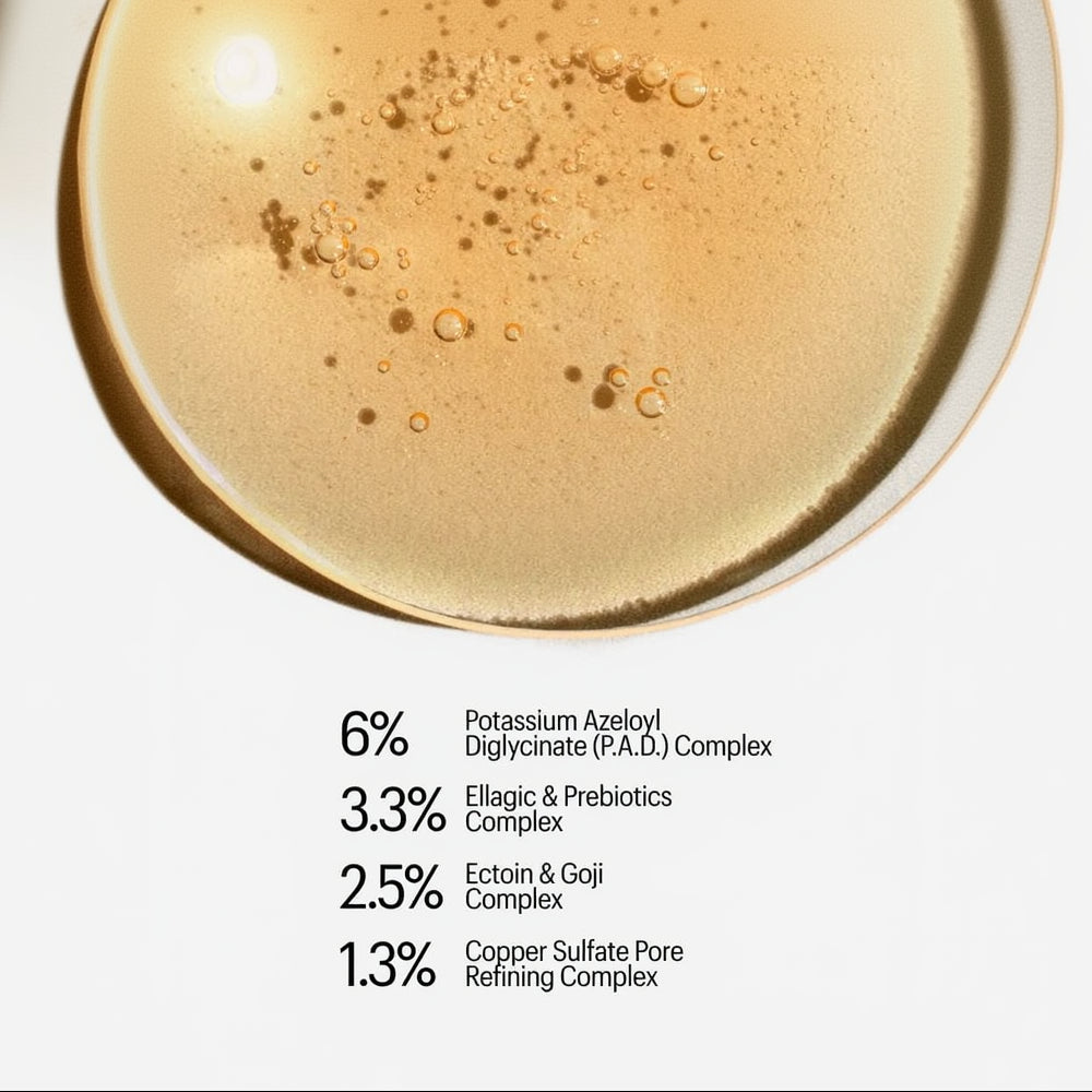 Close-up of a skincare product with ingredient percentages displayed.