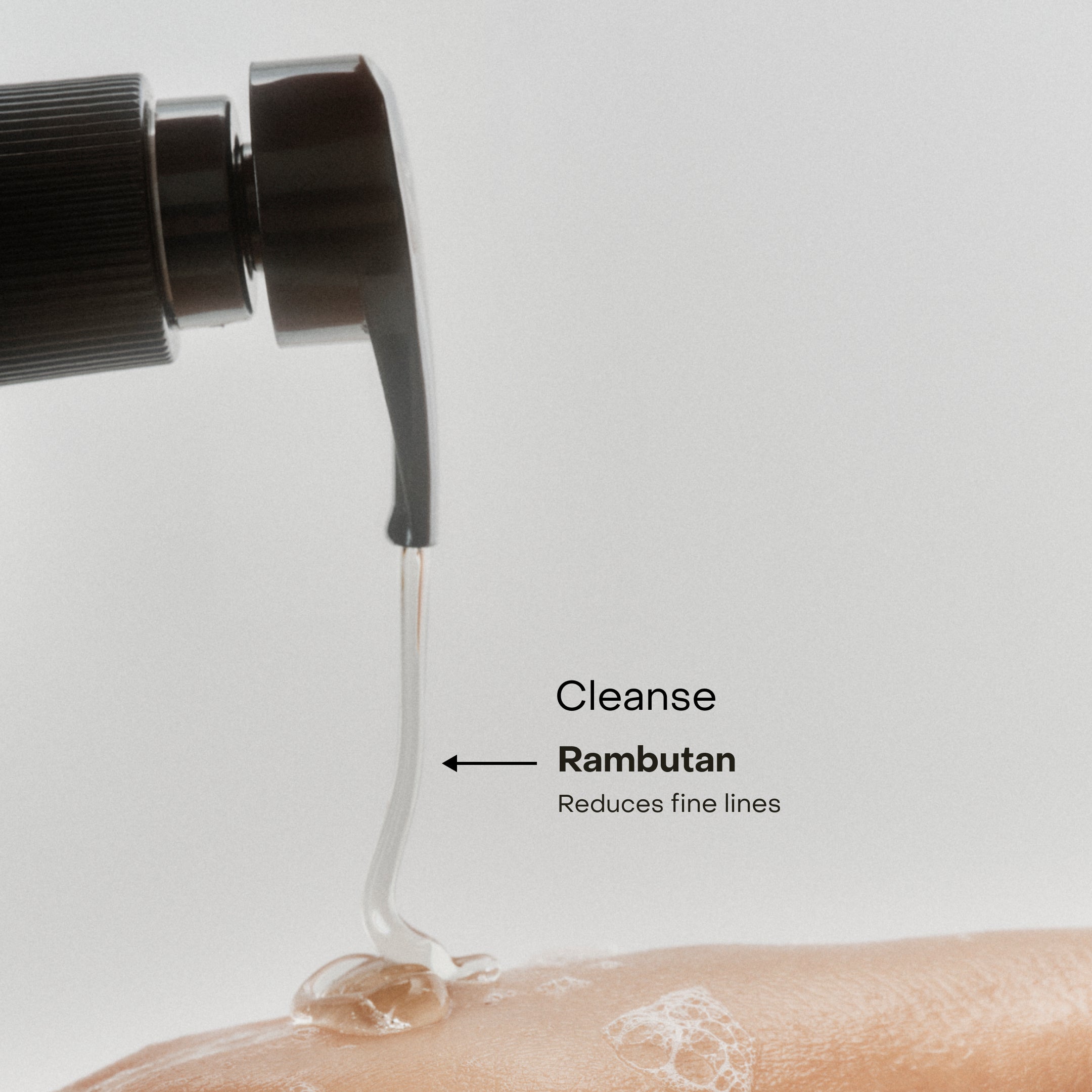 Bottle pump dispensing product onto skin