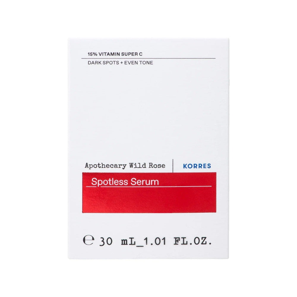 Korres Spotless Serum packaging on a white background
