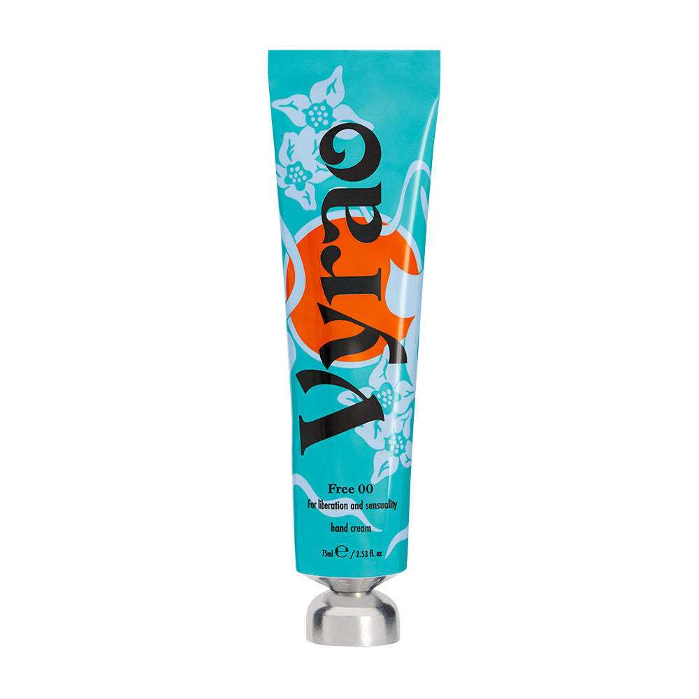 Tube of Vyrao hand cream with a blue label on a white background