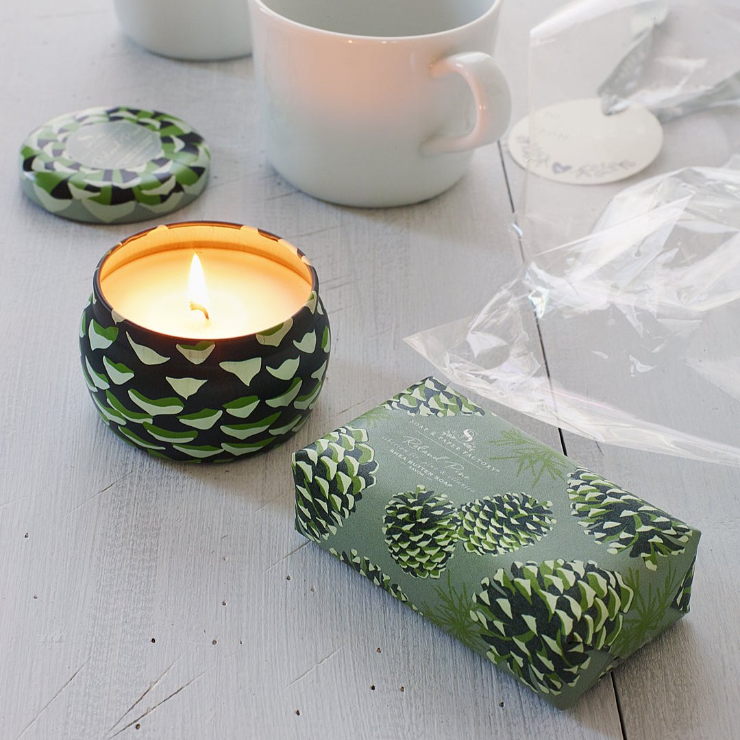 Roland Pine Small Tin Candle & Soap Gift Set