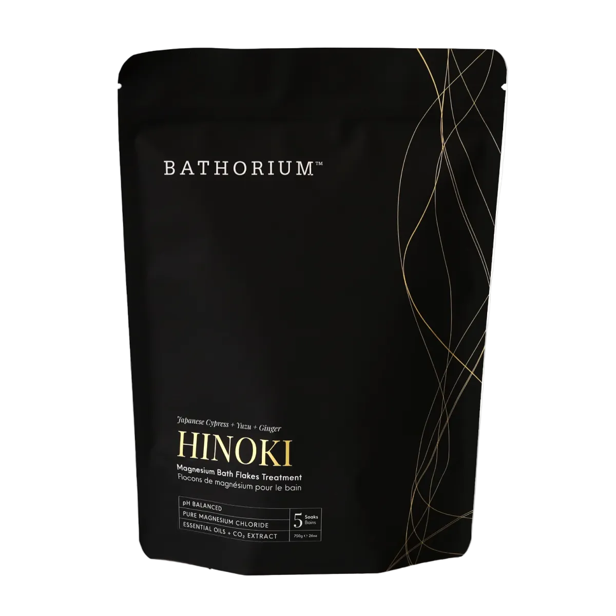Black packaging of Bathorium Hinoki on a white background