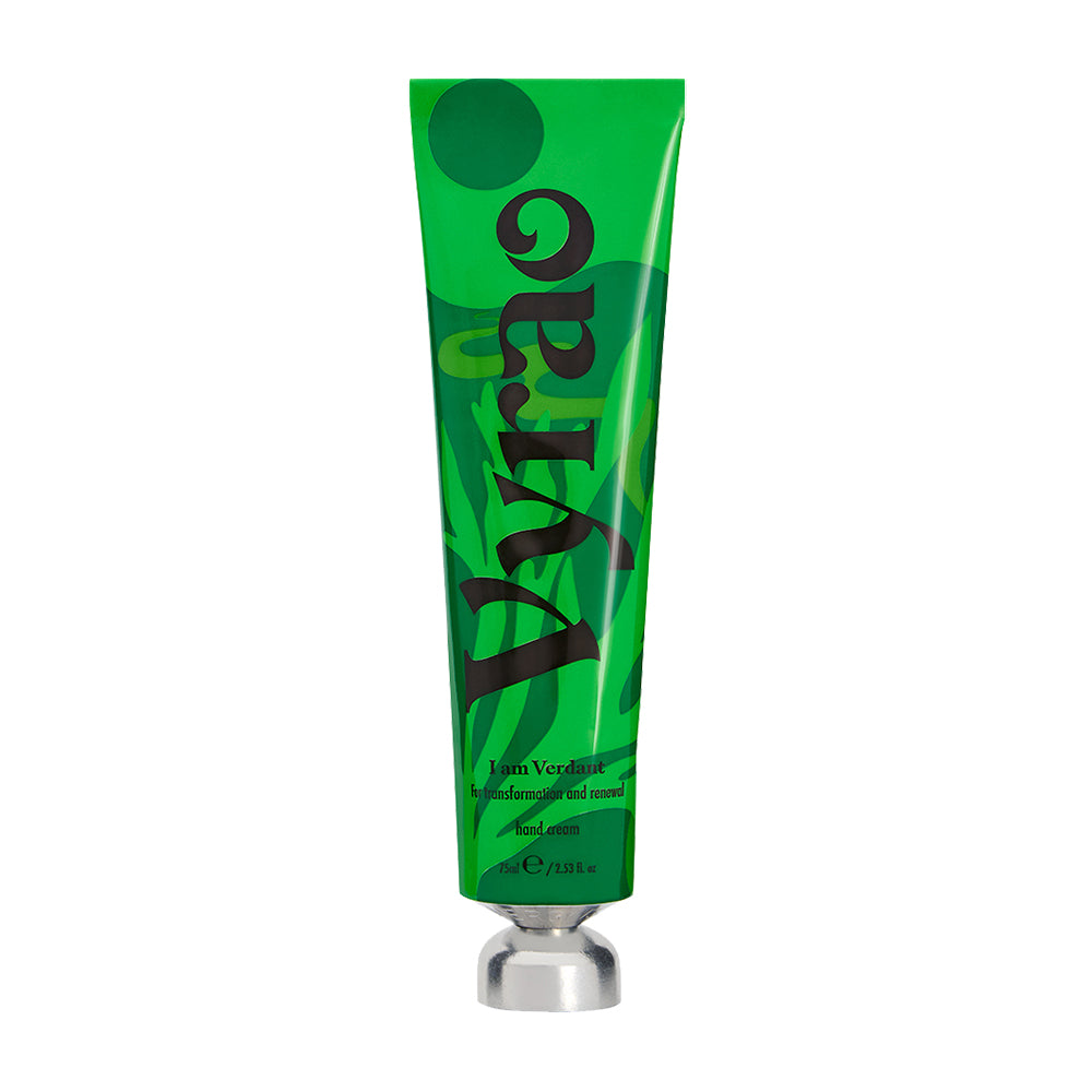 Green tube of Vyrroa product on a white background