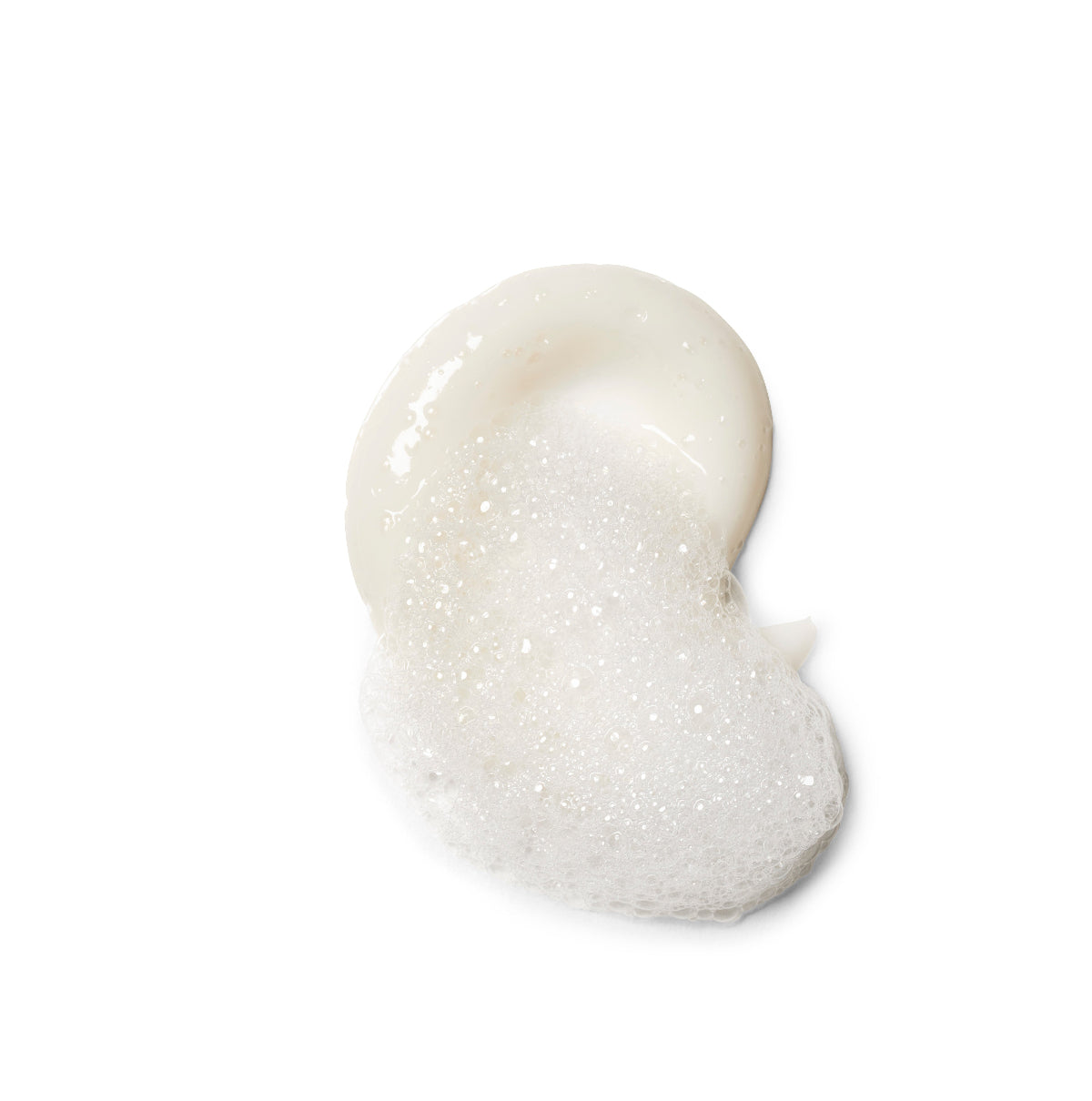 A dollop of creamy, semi-translucent off-white cosmetic gel or serum with fine glitter, shown on a solid white background.