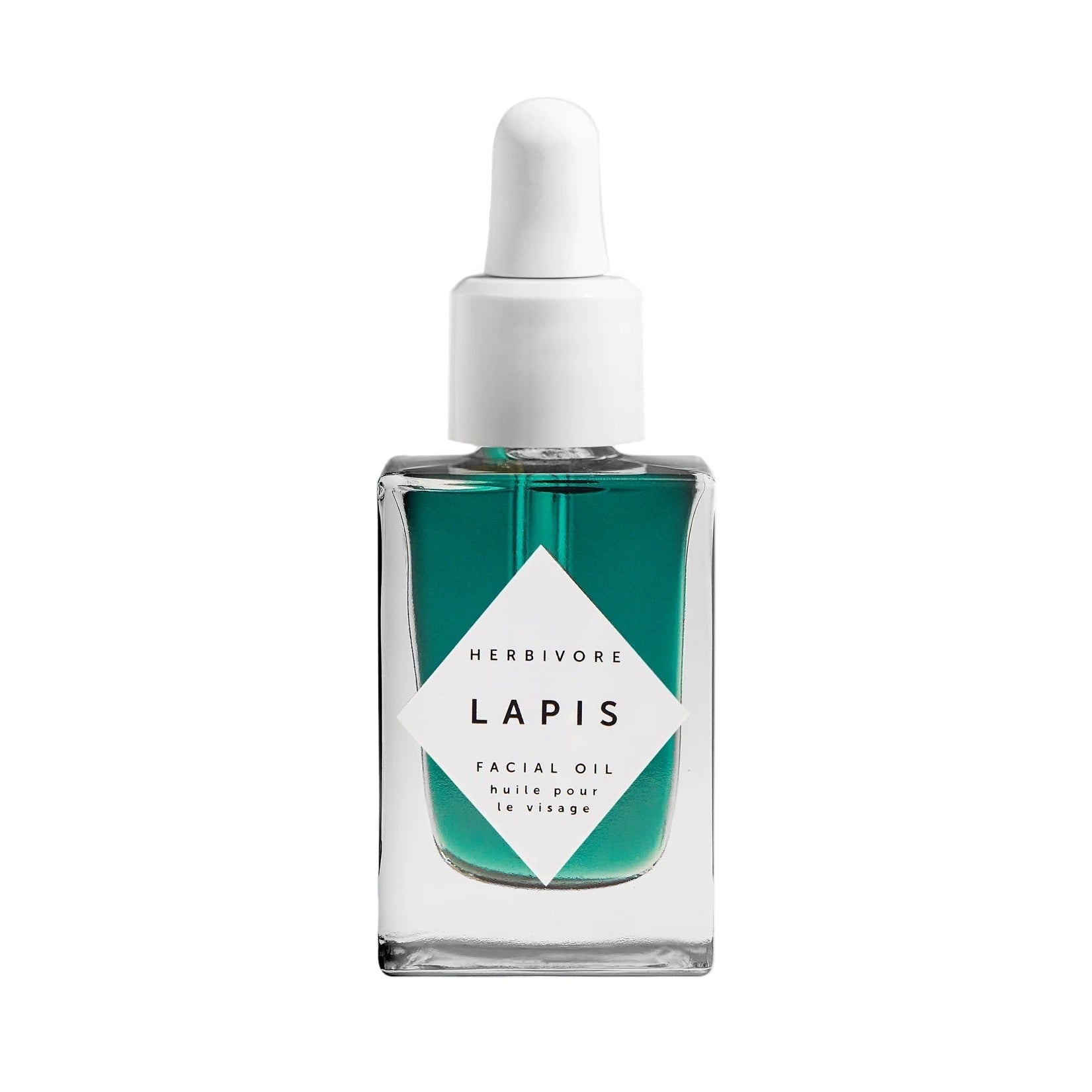 Herbivore Lapis Facial Oil on a white background.