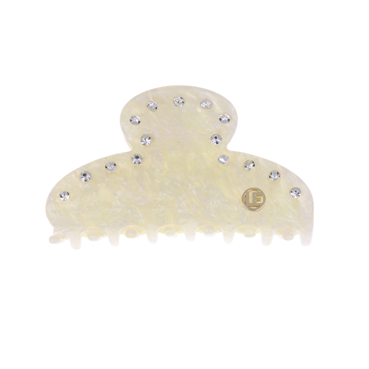 Decorative hair clip with rhinestones on a white background