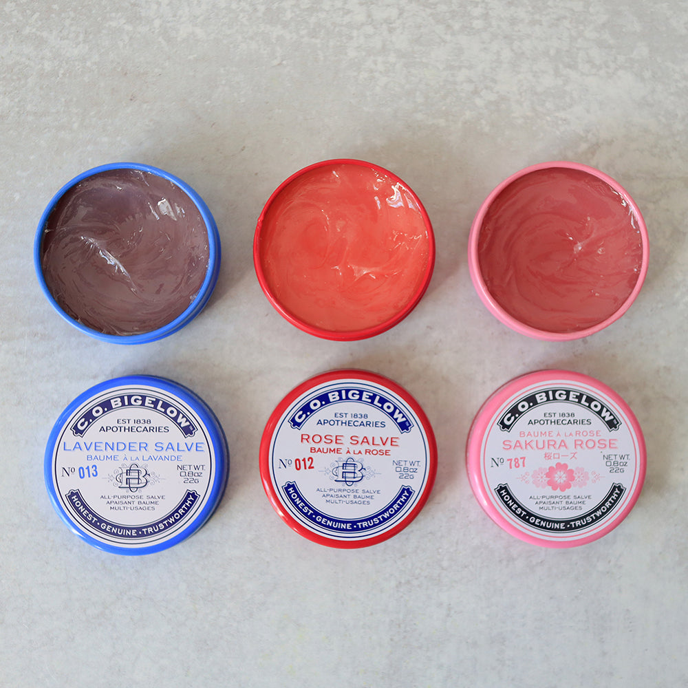 Assorted Salve Tin Trio (Rose, Lavender, Sakura Rose) – C.O. Bigelow