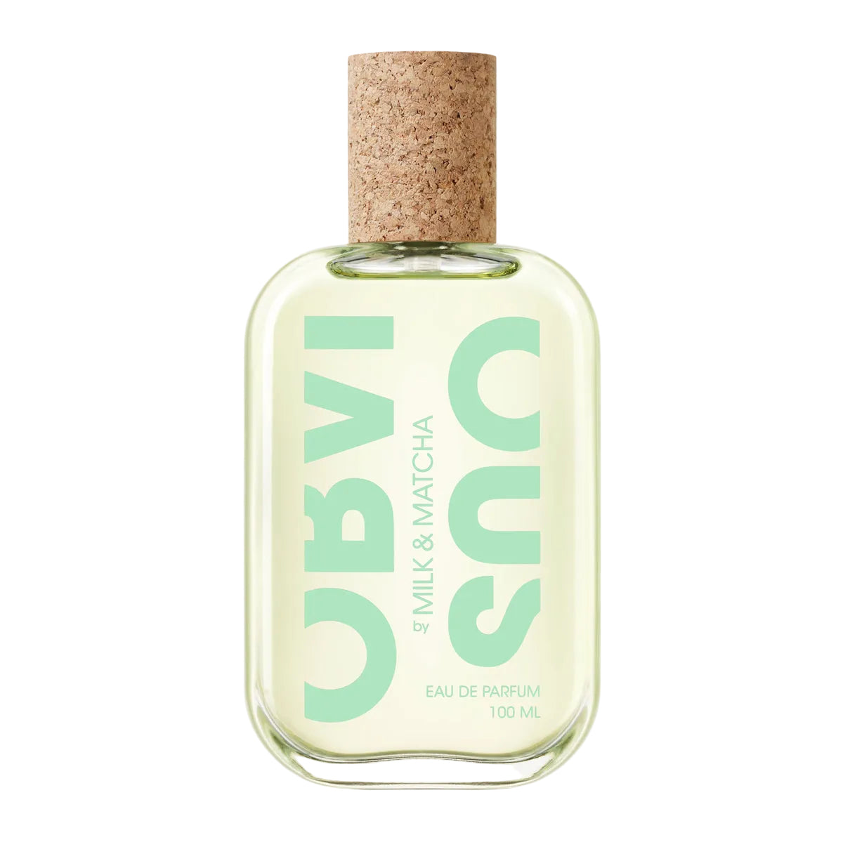 Perfume bottle with cork cap on a white background