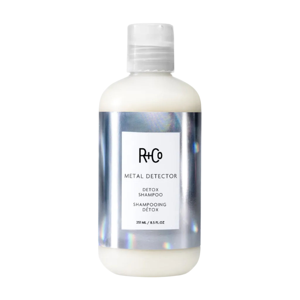 R+Co Metal Detector Detox Shampoo bottle on a white background