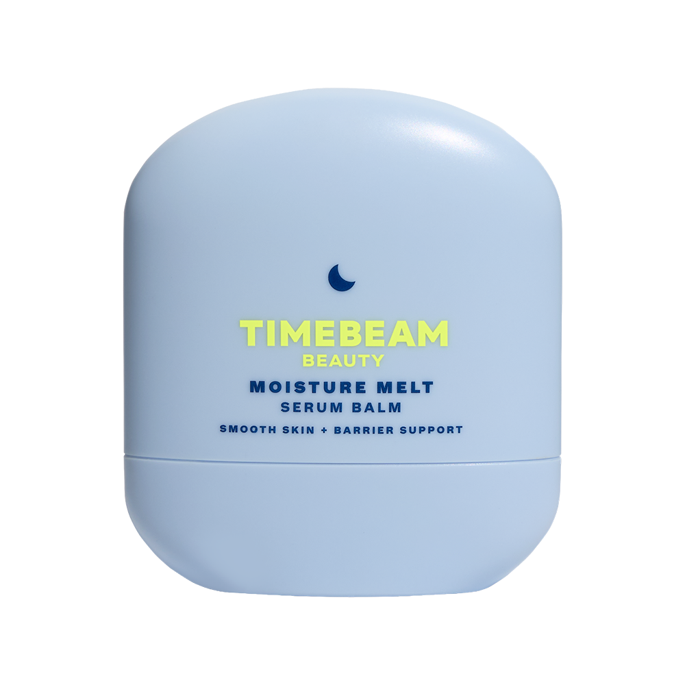 Container of Timebeam Beauty - Moisture Melt Serum Balm on a white background