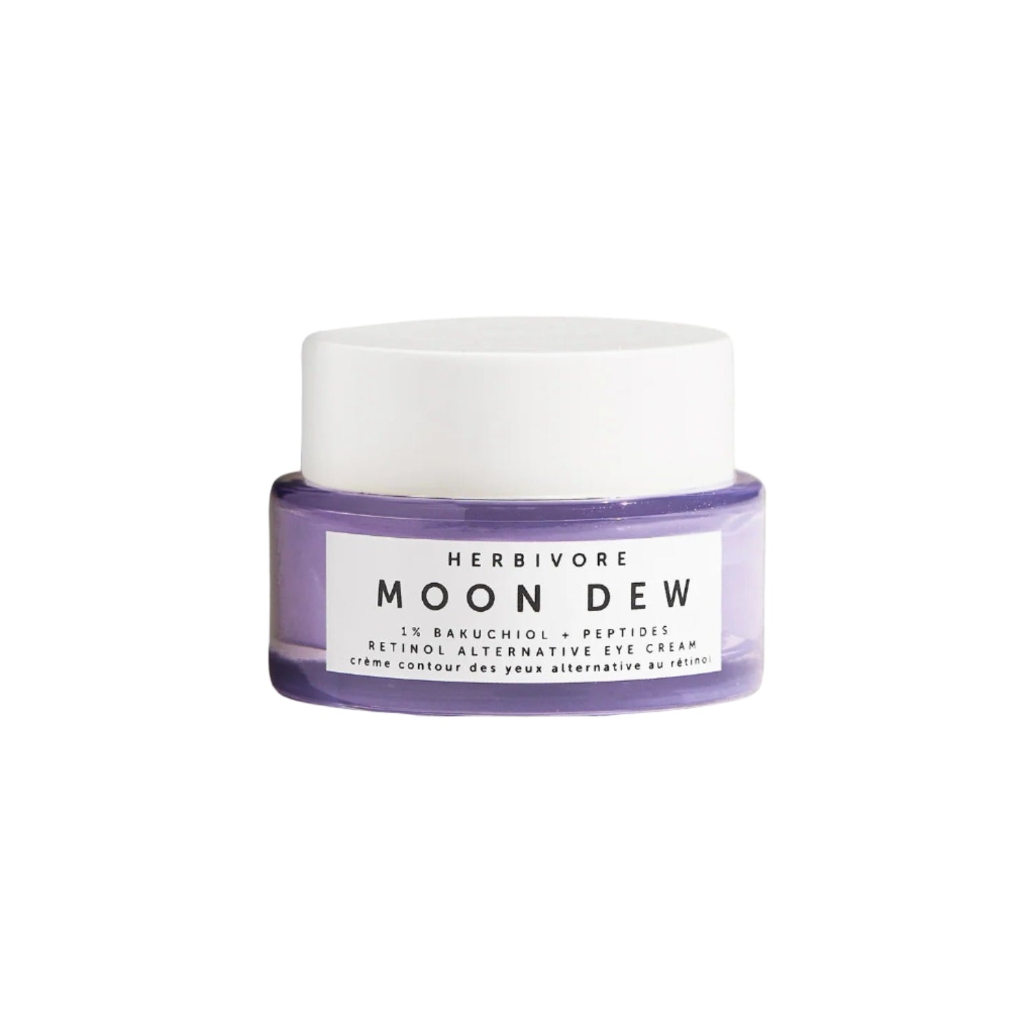 Herbivore Moon Dew eye cream jar on a white background