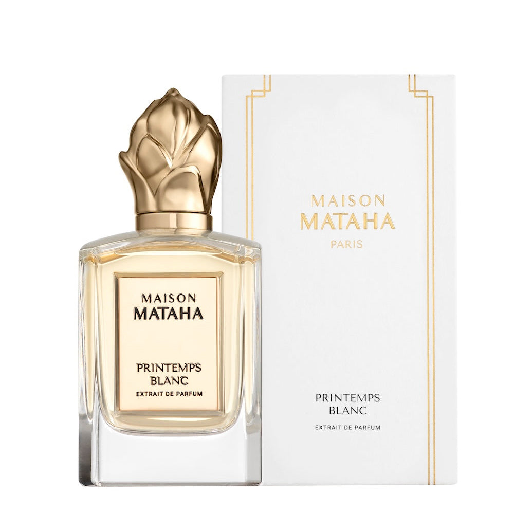 Maison Mataha perfume bottle next to packaging on a white background