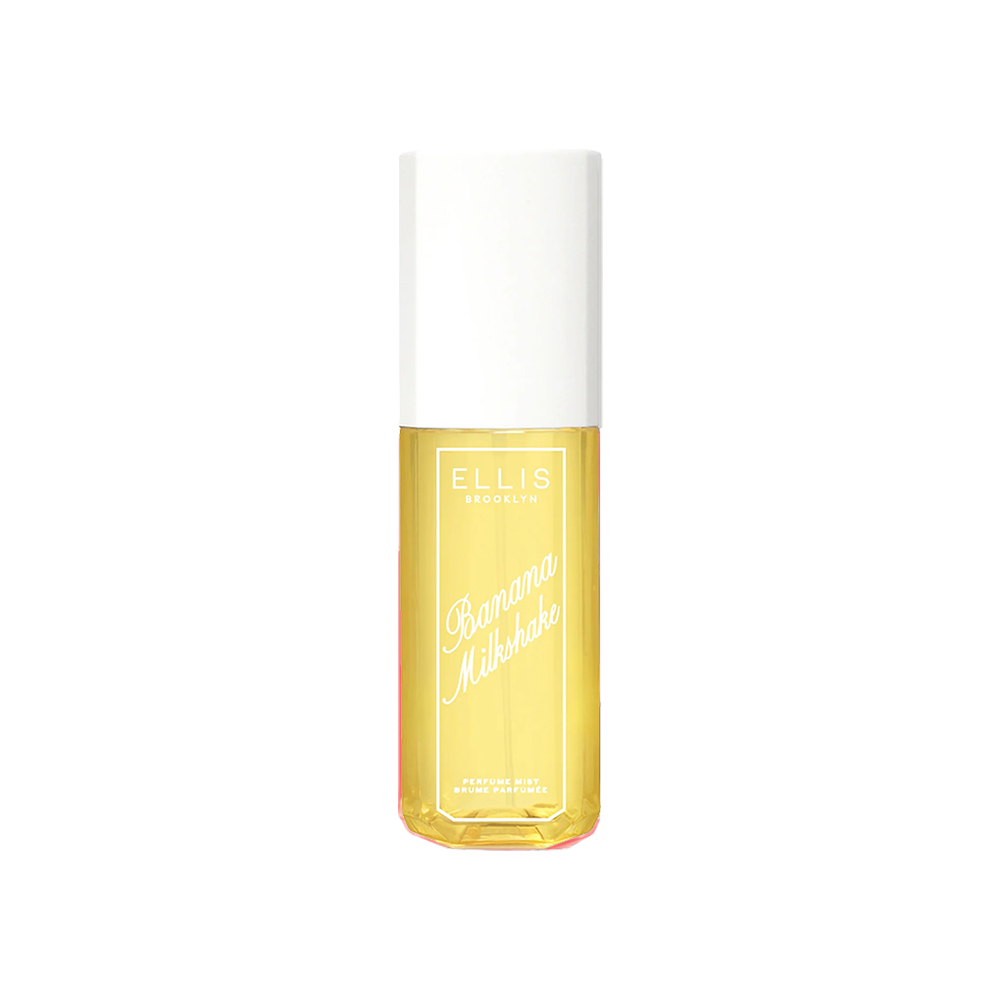 Yellow bottle of Ellis Brooklyn Banana Milkshake body wash on a white background