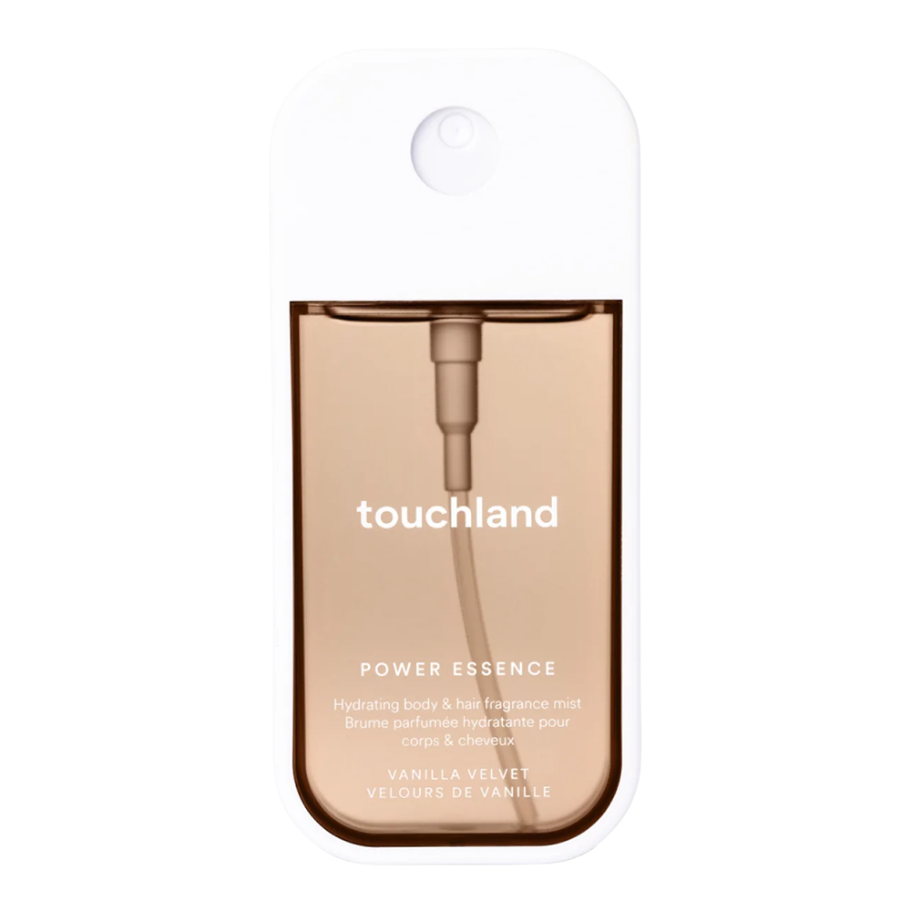 Touchland power essence bottle on a white background