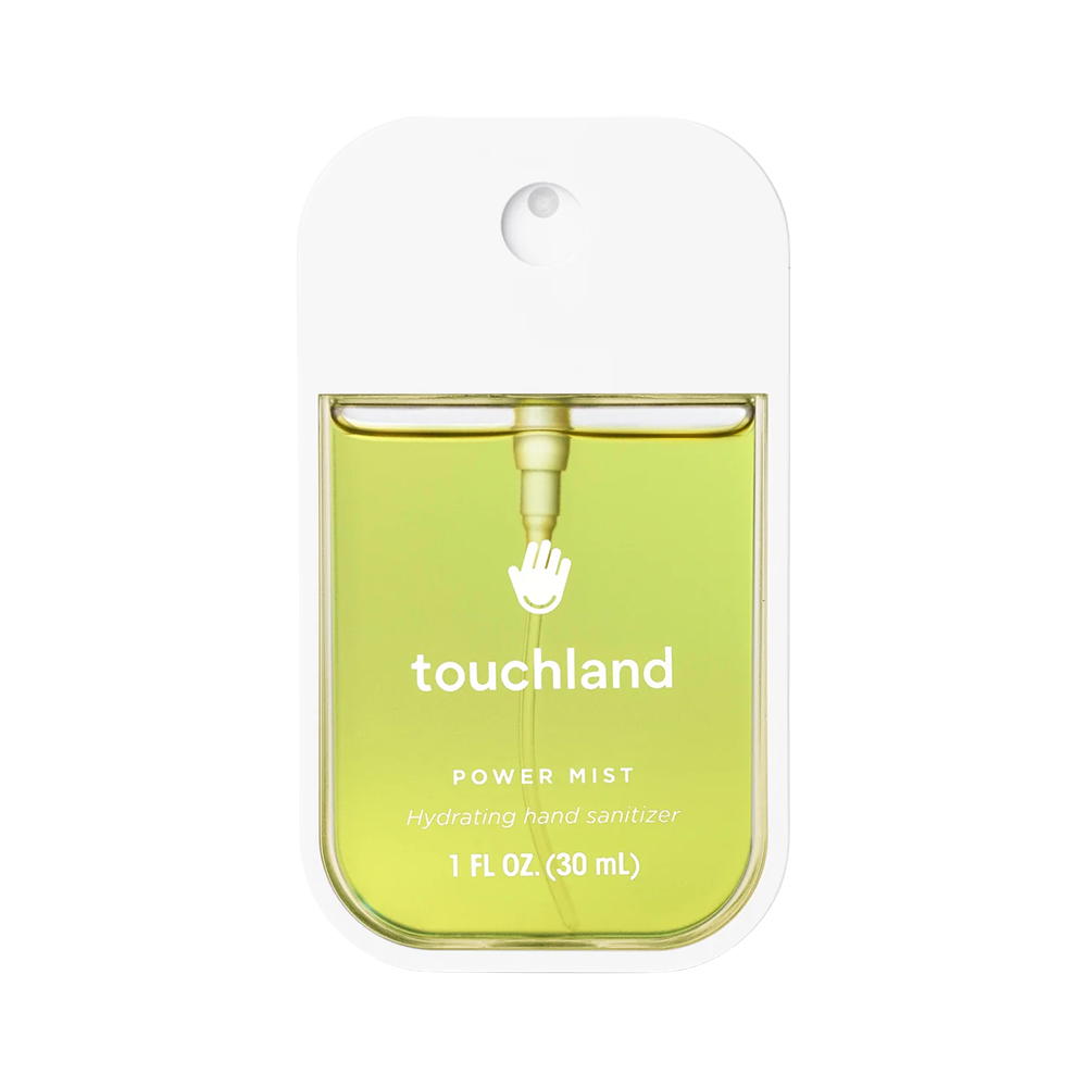Touchland power mist hydrating hand sanitizer product on a white background