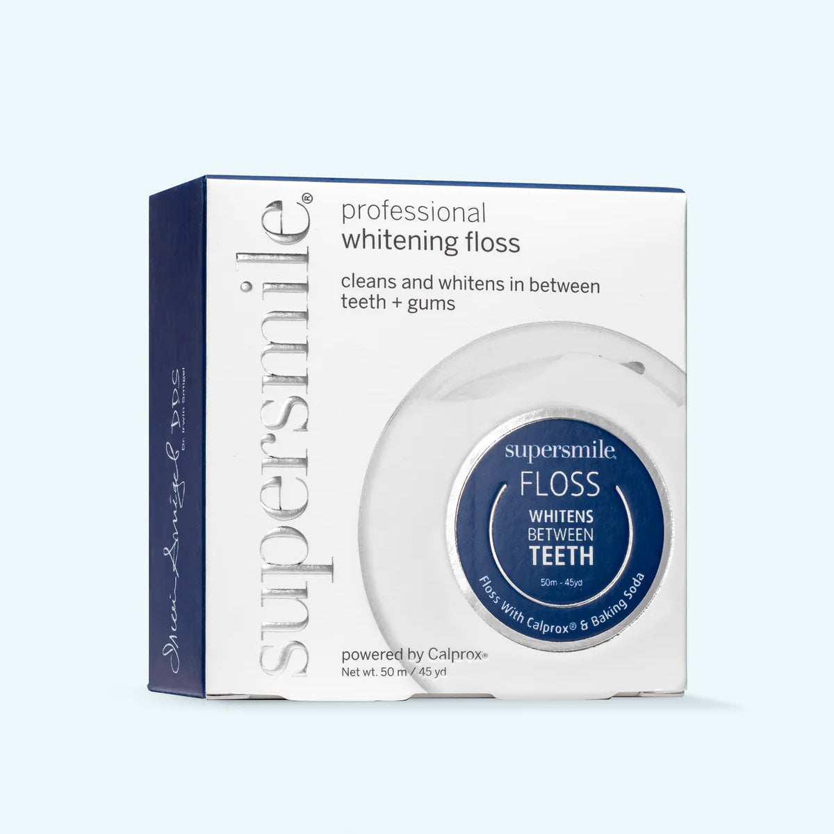 Supersmile professional whitening floss packaging on a white background