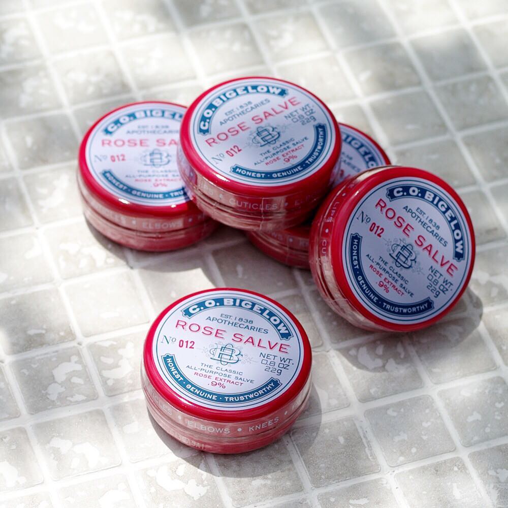 c.o. bigelow rose salve lip balm All-Purpose Tin No. 012 The Rose extract gives this salve just a hint of the most pleasant rose essence Rose Salve Tin Trio