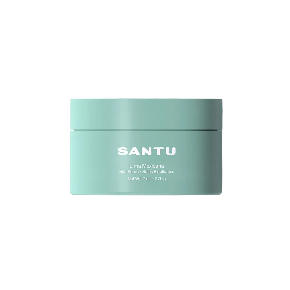 Green jar with 'SANTU' branding on a white background