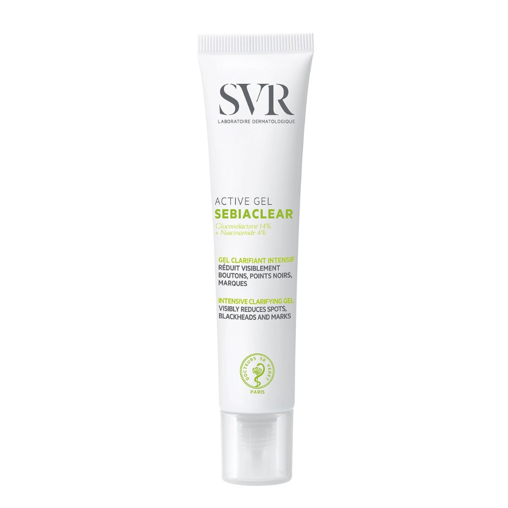 SVR Sebiaclear Active Gel tube on a white background