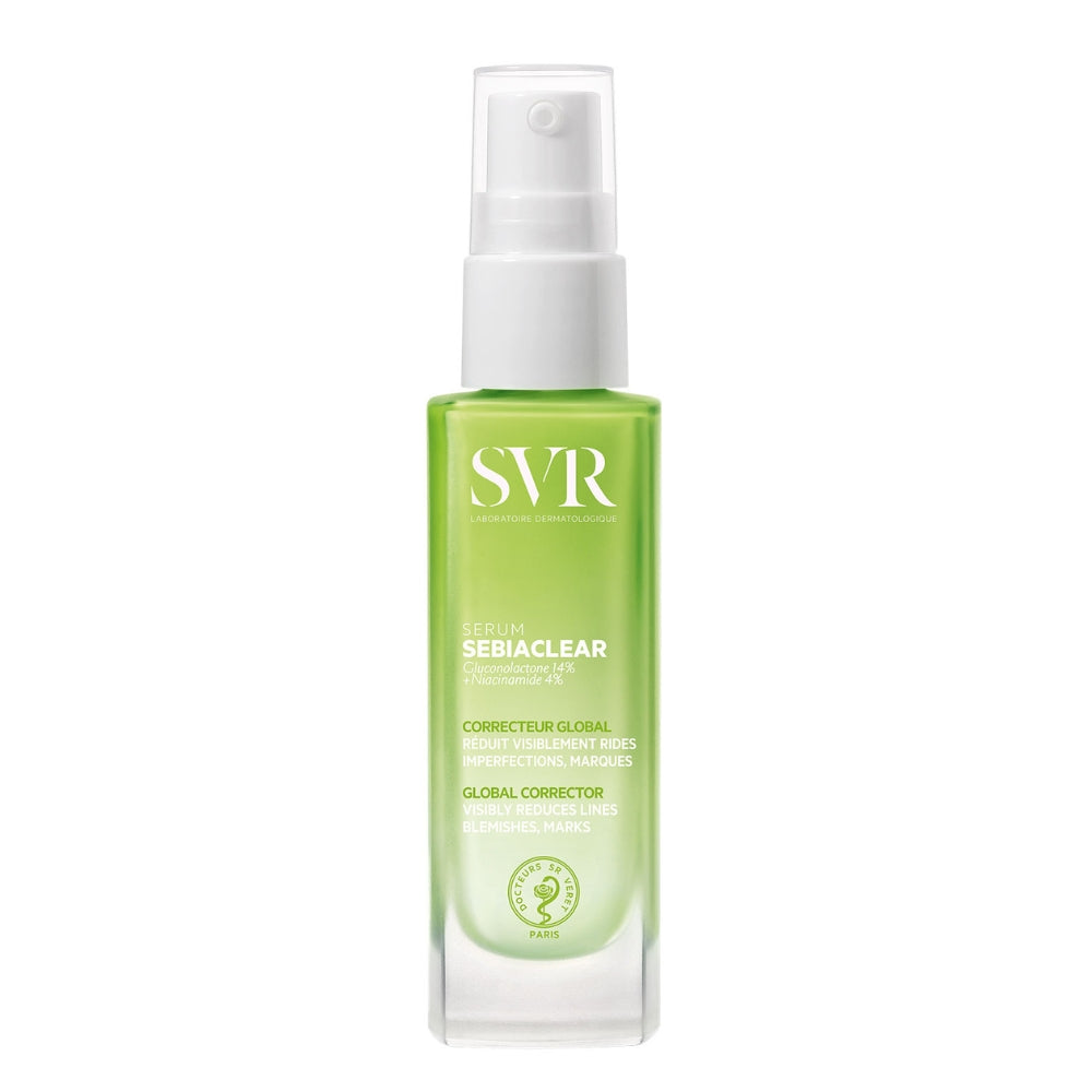 SVR skincare serum bottle on a white background