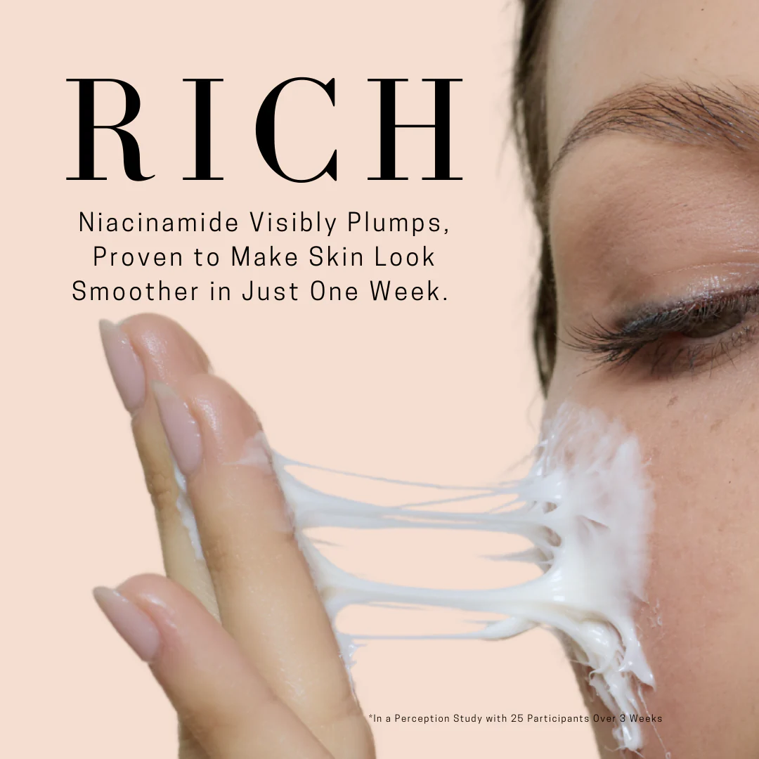 Cosmetic product with text on a beige background