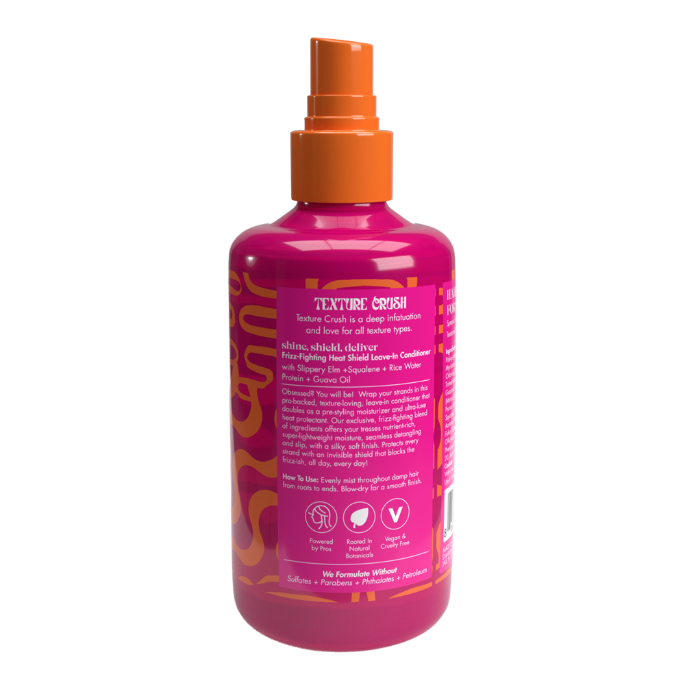 Pink bottle with orange cap on a white background