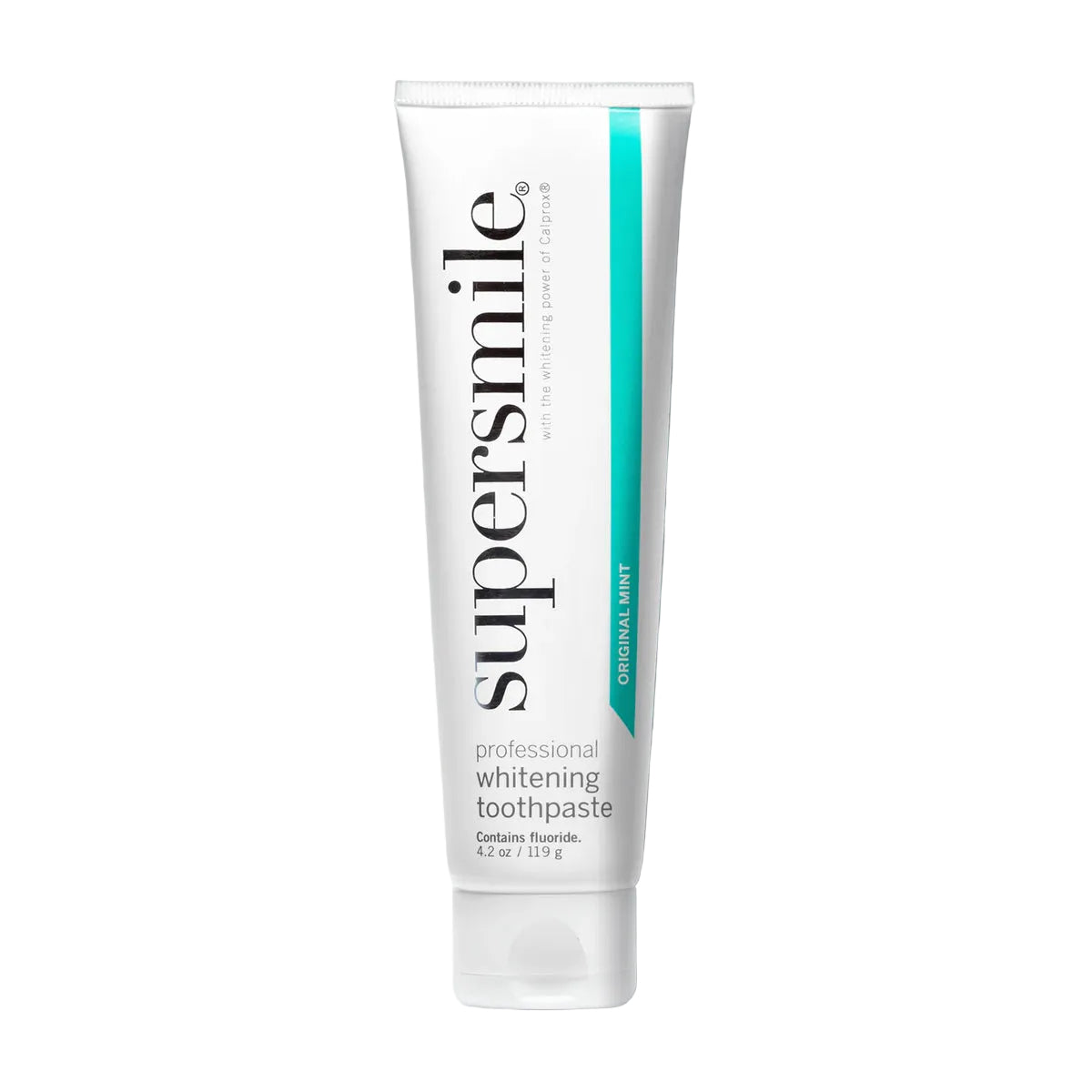 Supersmile professional whitening toothpaste tube on a light gray background