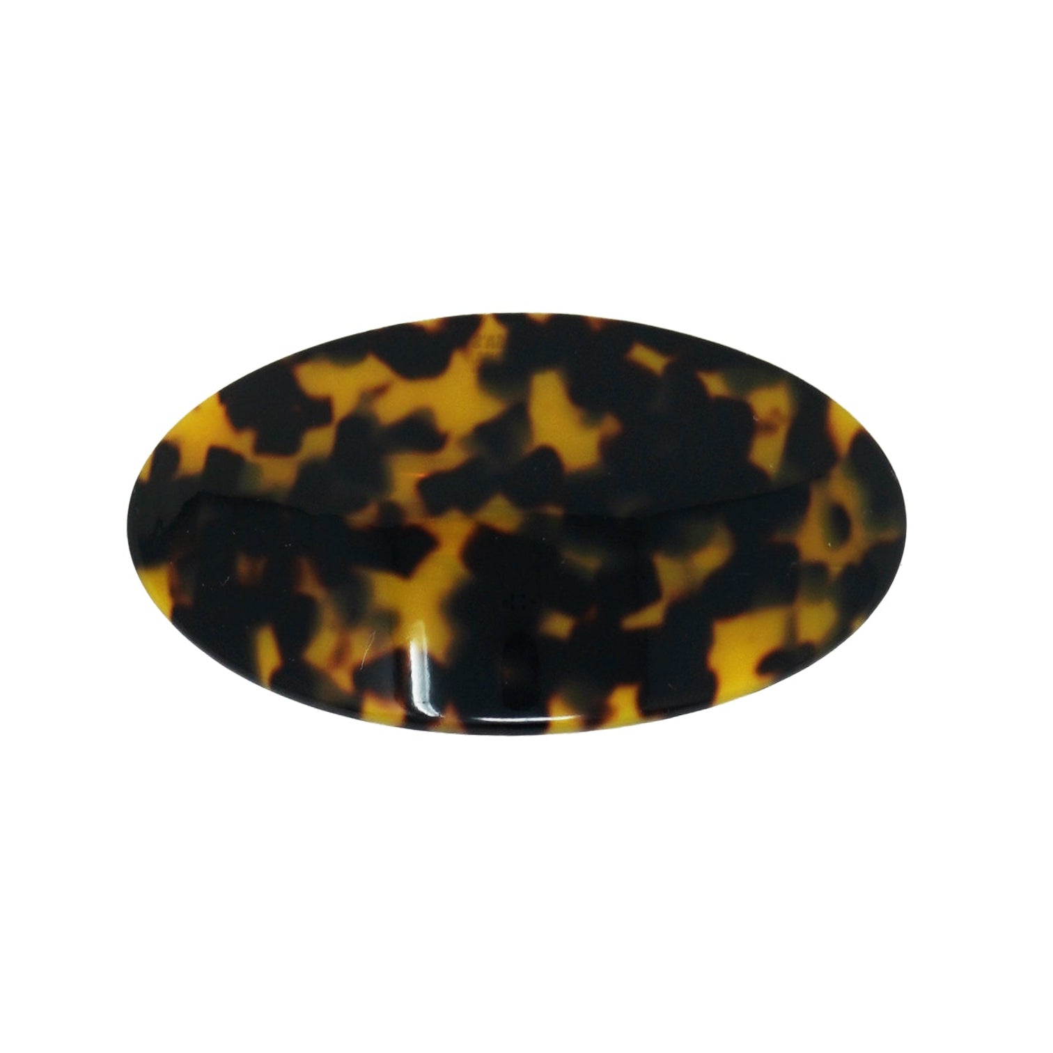 Tortoiseshell patterned oval object on a white background