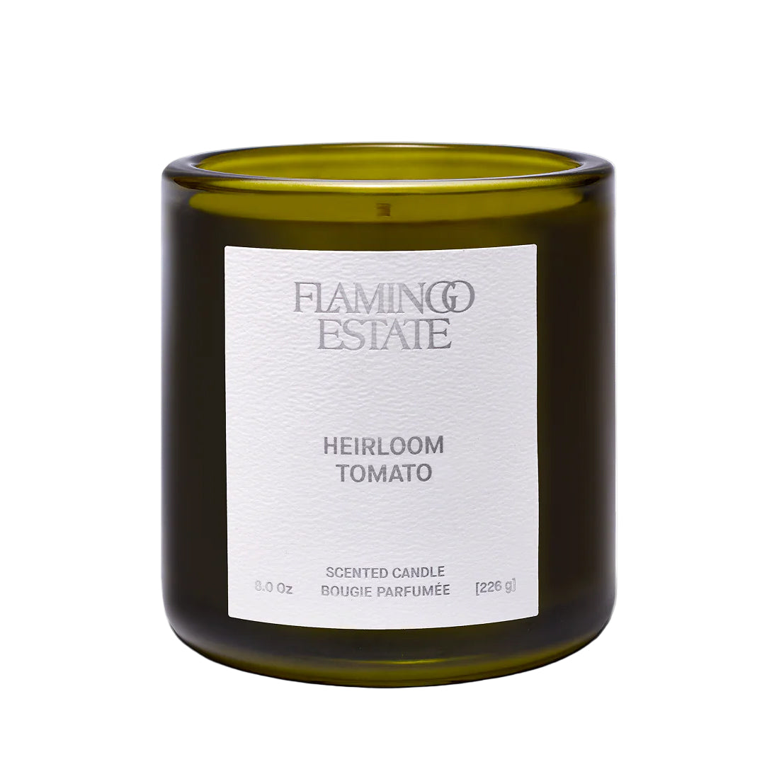 Flamingo Estate heirloom tomato candle on white background 