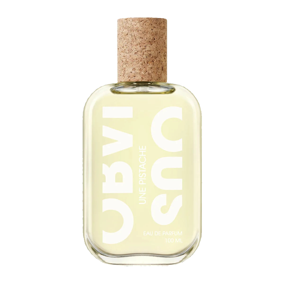 Perfume bottle with cork cap on a white background