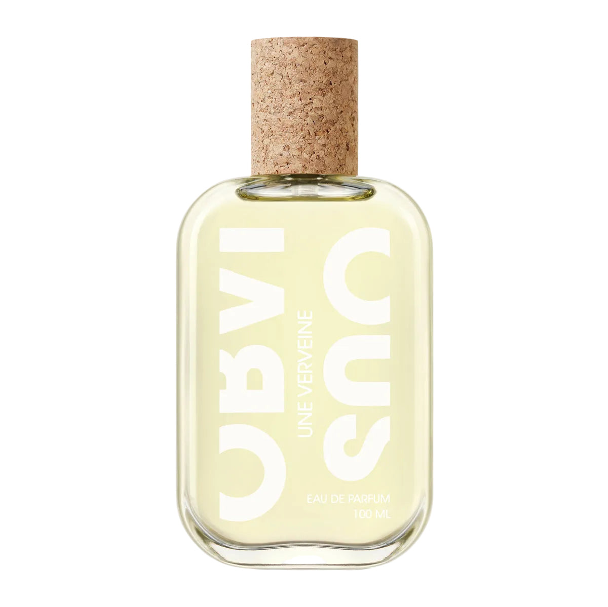 Perfume bottle with cork cap on a white background