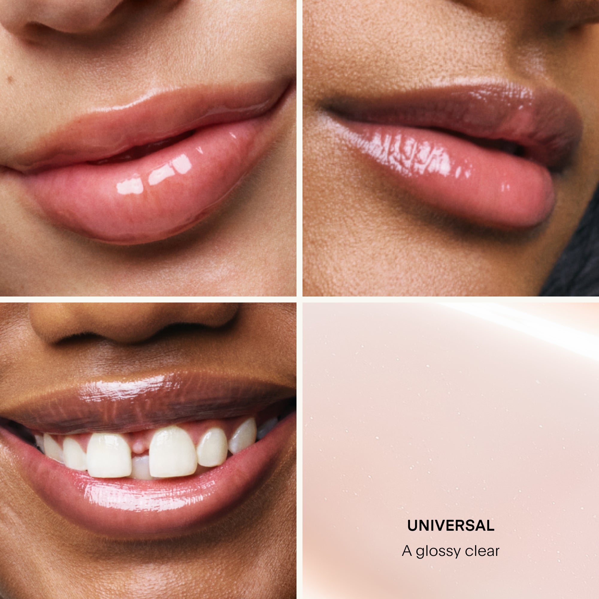 Close-up of lips with a 'Universal' gloss shade 