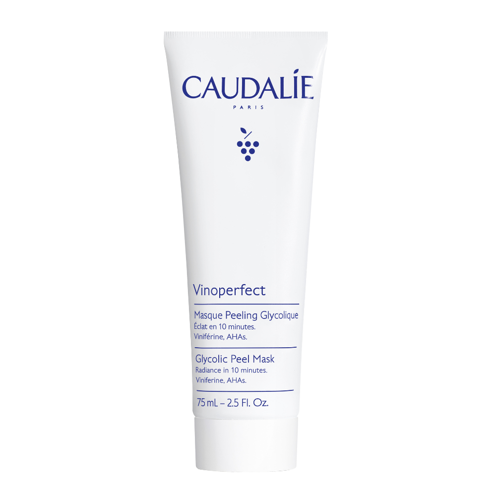 Caudélie Vinoperfect glycolic peel mask tube on a white background
