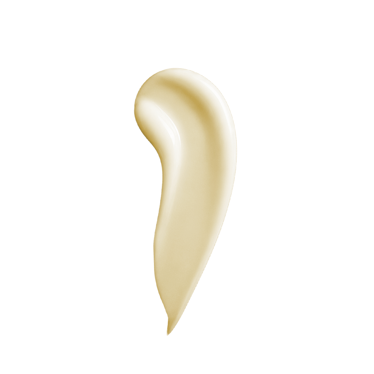 A thick, smooth smear of creamy makeup, likely a liquid blush or cream foundation, in a warm light beige shade, shown on a solid white background.
