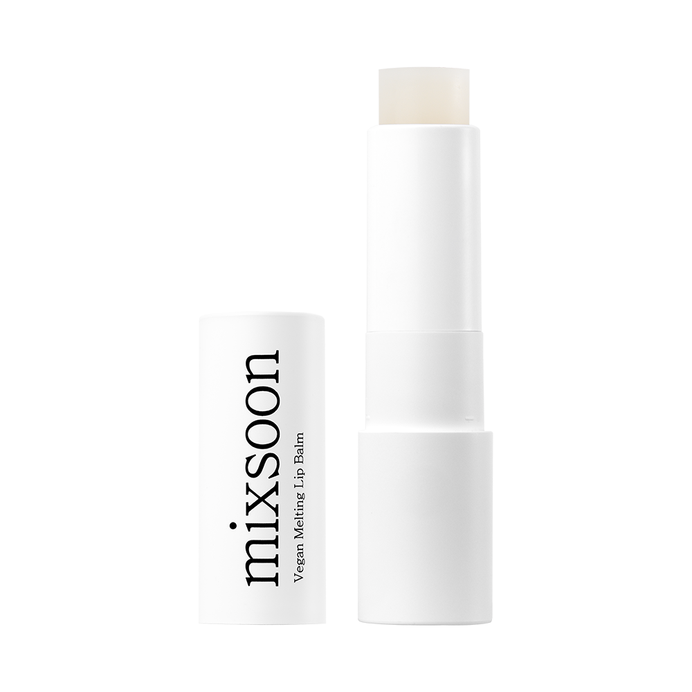 Mixsoon Vegan Melting Lip Balm displayed open over a white background