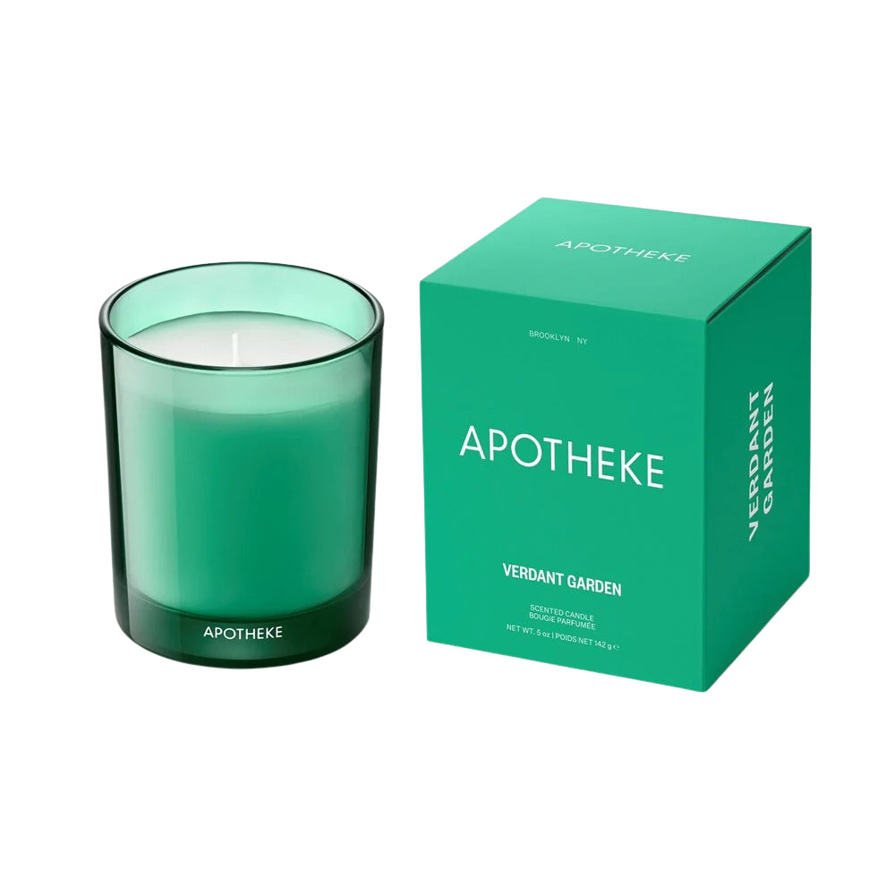 Apotheke Verdant Garden Petite Candle on a white background.