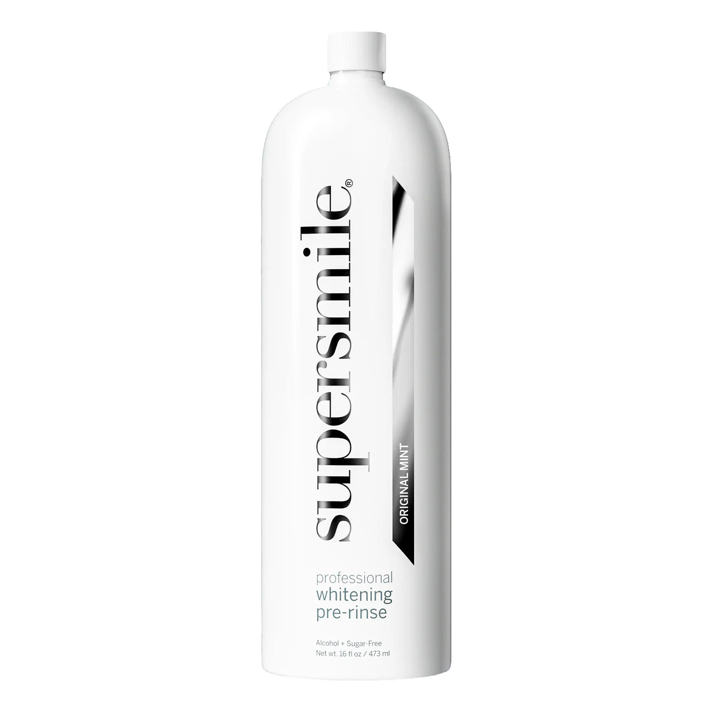 Supersmile professional whitening pre-rinse bottle on a white background