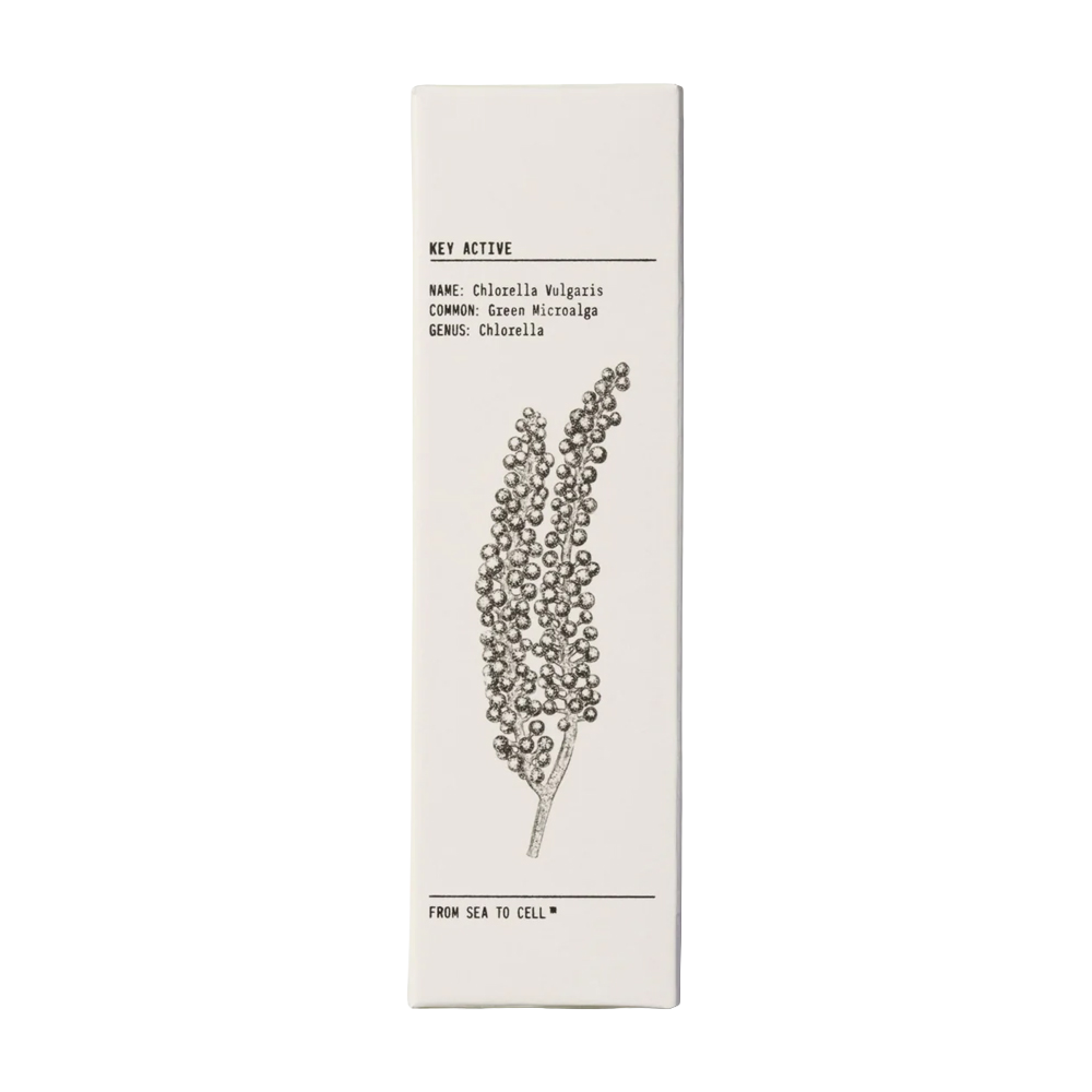 Product packaging with botanical illustration and text on a white background