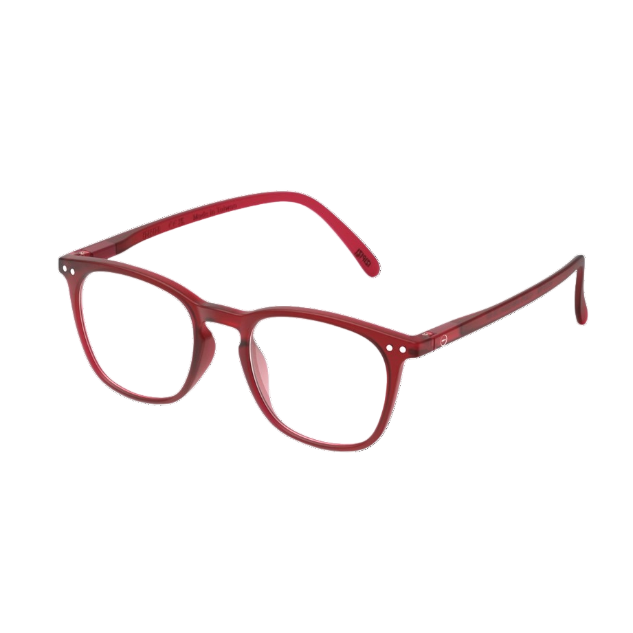 Red eyeglasses on a white background